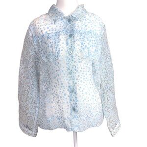 BAMBOO TRADERS | Flax Rayon‎ Polyester Floral Sheer Lightweight Button-Up PL